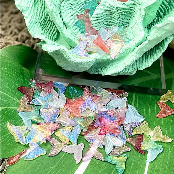 70pc GLASS Mermaid Tails Charms Jewelry Making Crafting DIY Bracelets 925 Bundle - Picture 11 of 16